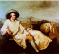 Goethe in campagna; Johann Heinrich Wilheilm Tischbein 1787 - olio su tela, cm 164 x 206
